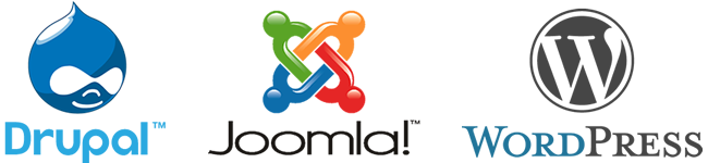 Logos Drupal, Joomla et WordPress
